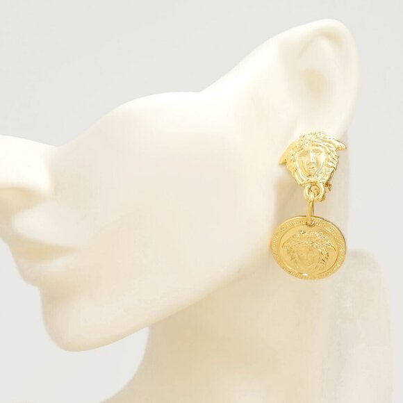 Versace Jewelry - GIANNI VERSACE Medusa Dangle Clip-On Earrings Gold Tone Auth l1126-1
